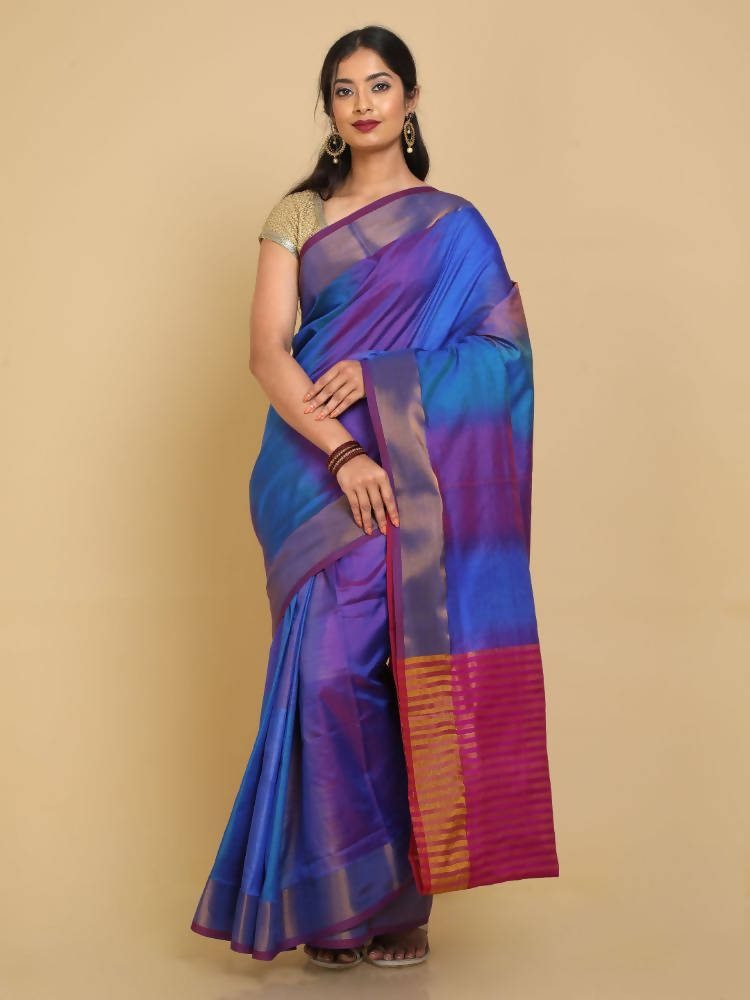 Kalamandir Ikkat Print Multi Uppada Saree With Pink Blouse | Grocsy