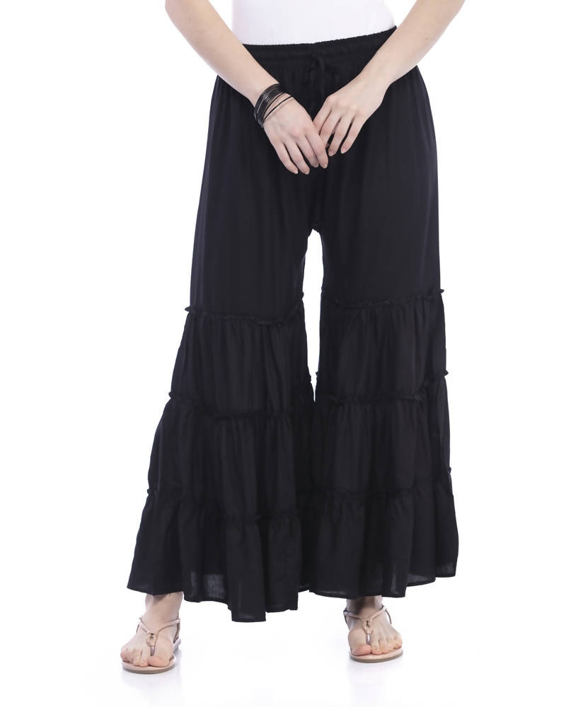 Mominos Fashion Trendy Cotton Black Palazzo | Grocsy
