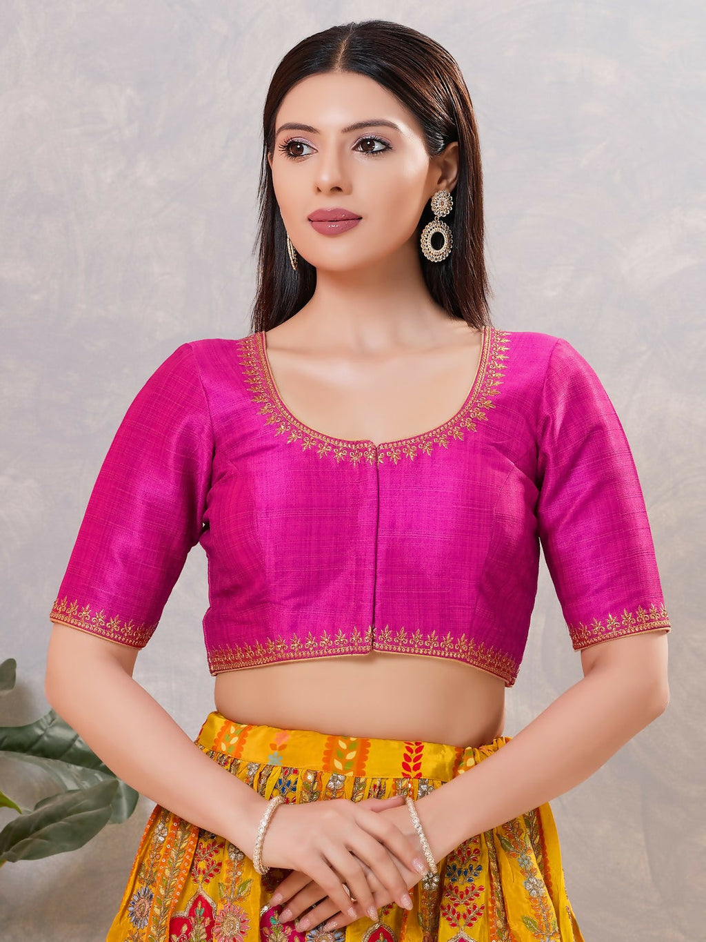 Joban Fashion Women Silk Purple Stitched Blouse | Grocsy