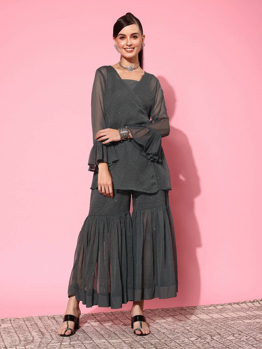 Ahalyaa Women's Traditional Wear Co-ods - Grey | Grocsy