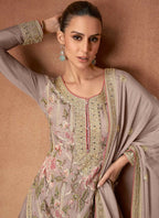 Vastranavya Coral Heavy Star Georgette Embroidered Sequins & Mirror Work Classy Pakistani Palazzo Suit | Grocsy