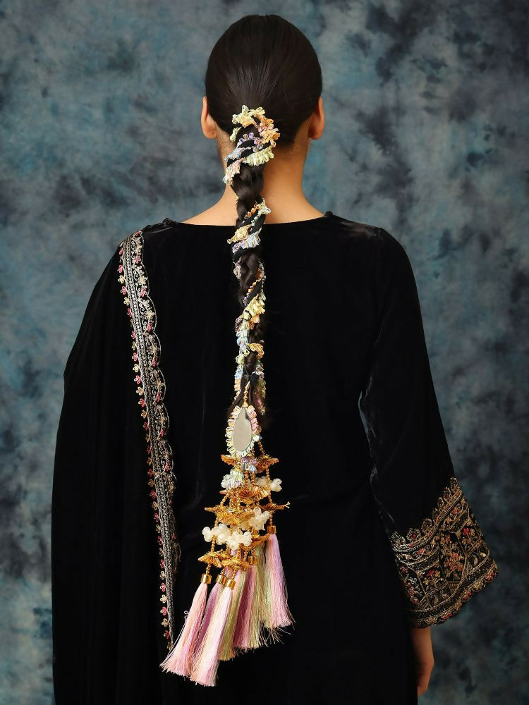 Ruby Raang Colorful Gota Pati Work And Colorful Pastel Hues Threadswith And Black Thread & Mirros | Grocsy