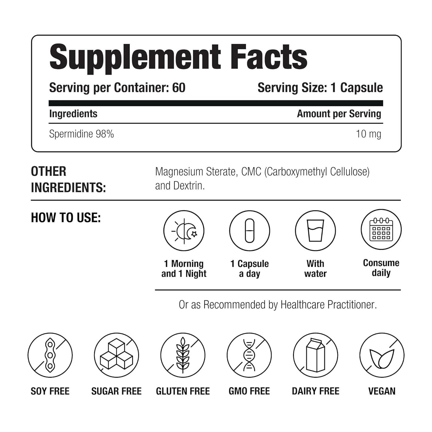 Decode Age 98% Spermidine Trihydrochloride Capsules | Grocsy