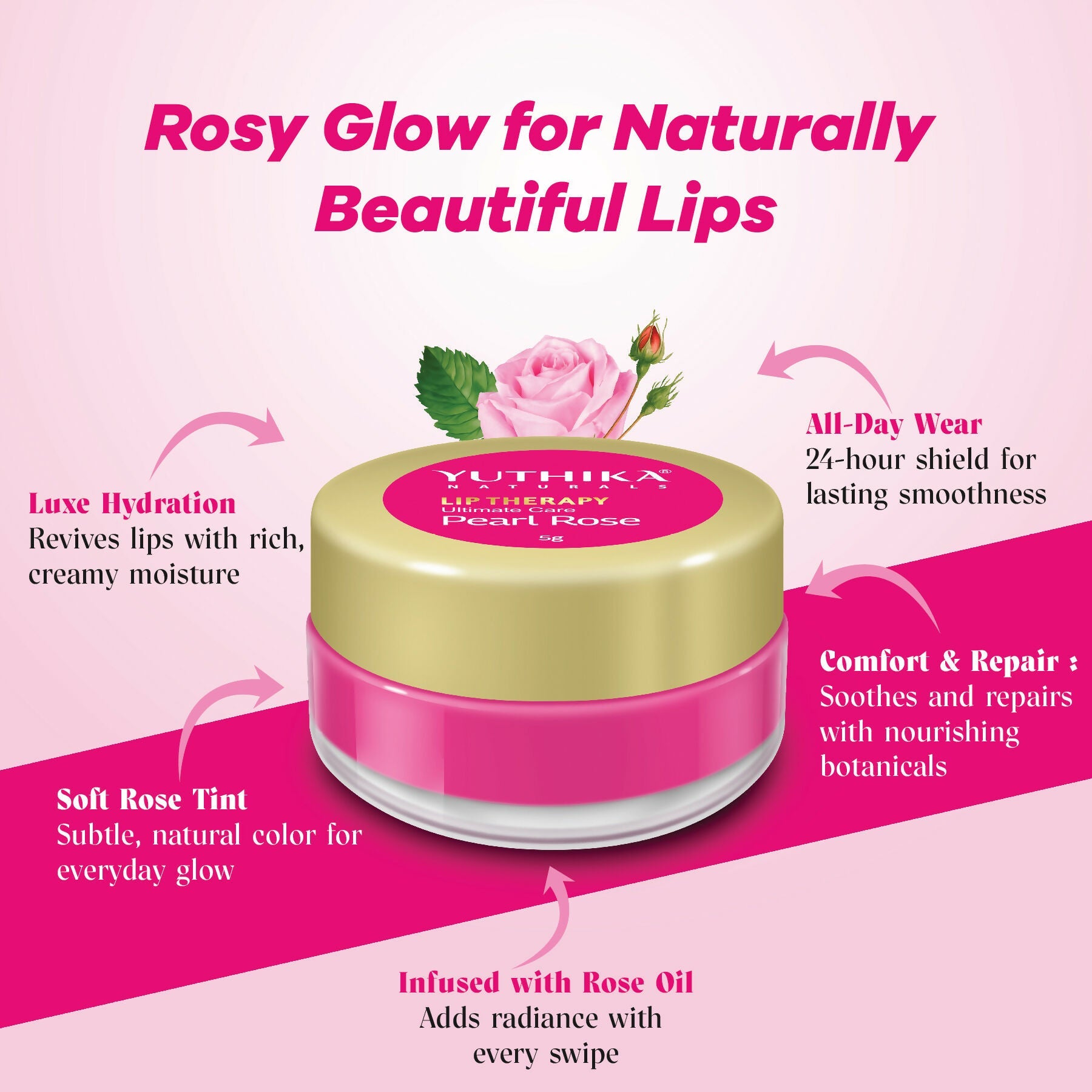 Yuthika Moisturizing Lip Balm – Pearl Rose | Grocsy