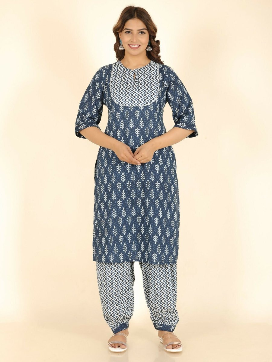 Aramya Straight Soft Cotton Floral Print Women's Kurta - Blue | Grocsy