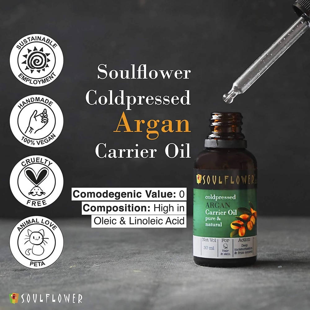 Soulflower Cold Pressed Argan Carrier Oil Pure & Natural | Grocsy