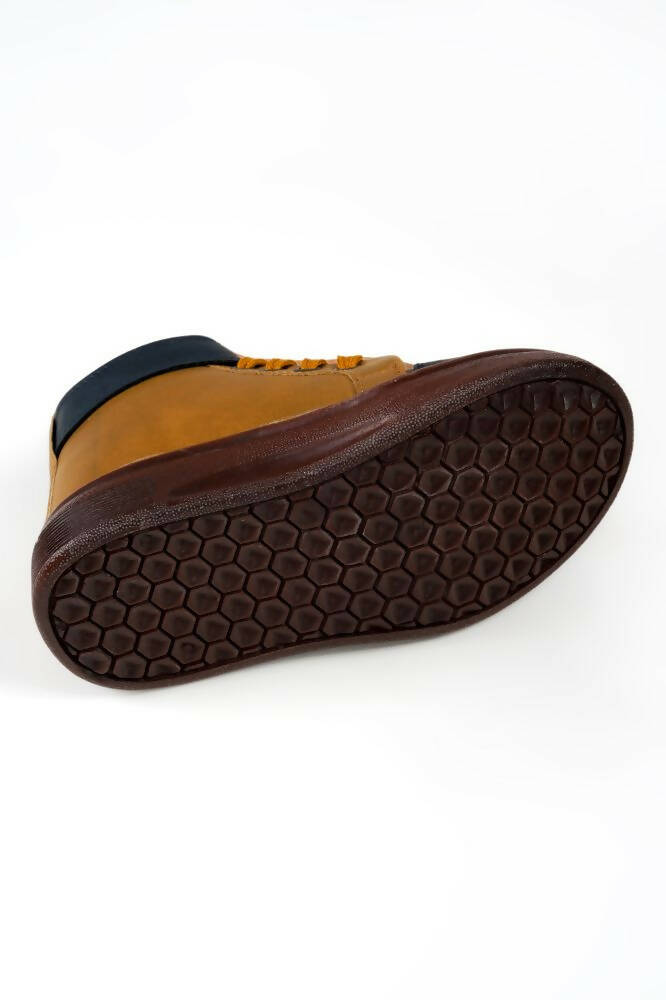 Tiny Bugs Boys Party Wear Mid Top Boots - Tan | Grocsy