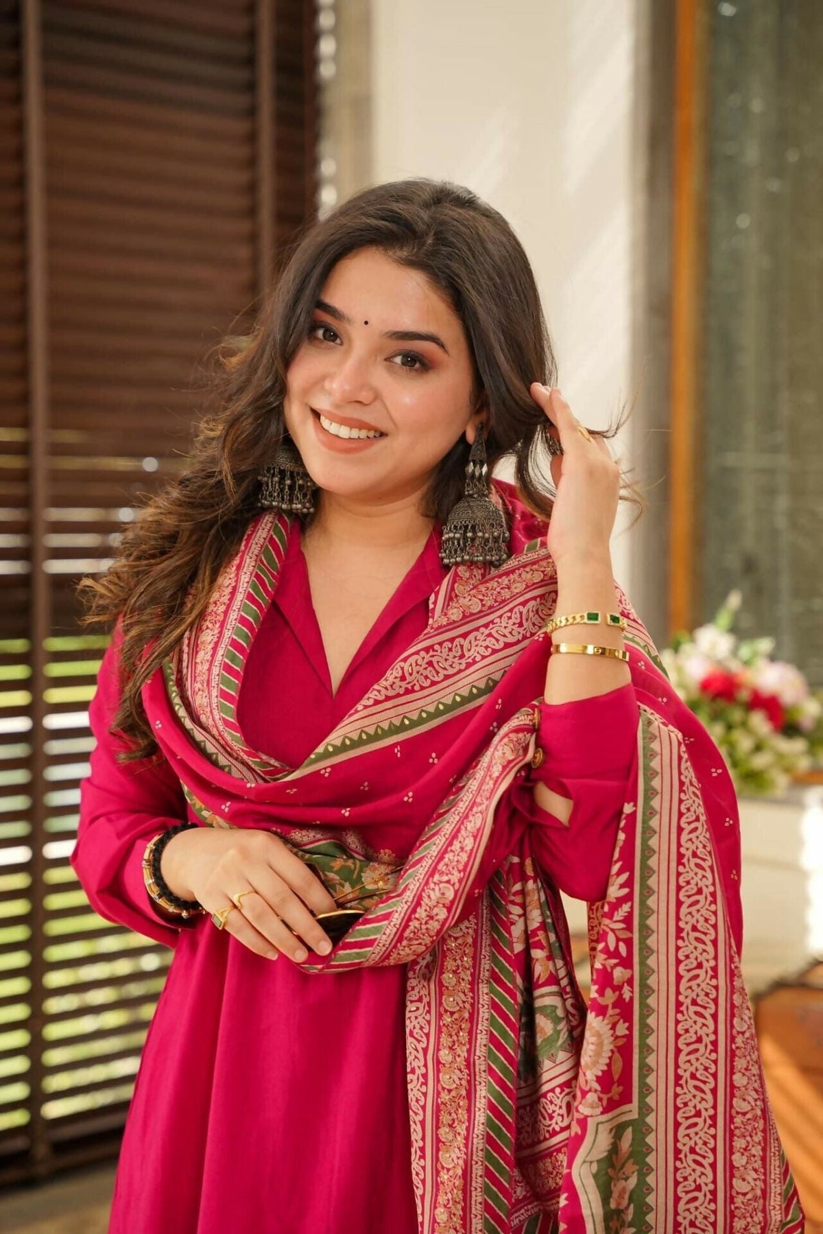 The52 Rani Women's Beautiful South Cotton Fabric Straight Kurta with Pant And Dupatta Set | Grocsy