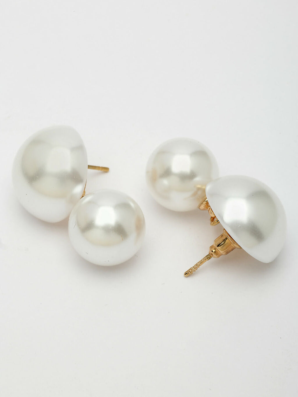 NVR Women's White Pearl Gold-Polished Circular Drop Earring | Grocsy