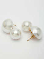 NVR Women's White Pearl Gold-Polished Circular Drop Earring | Grocsy