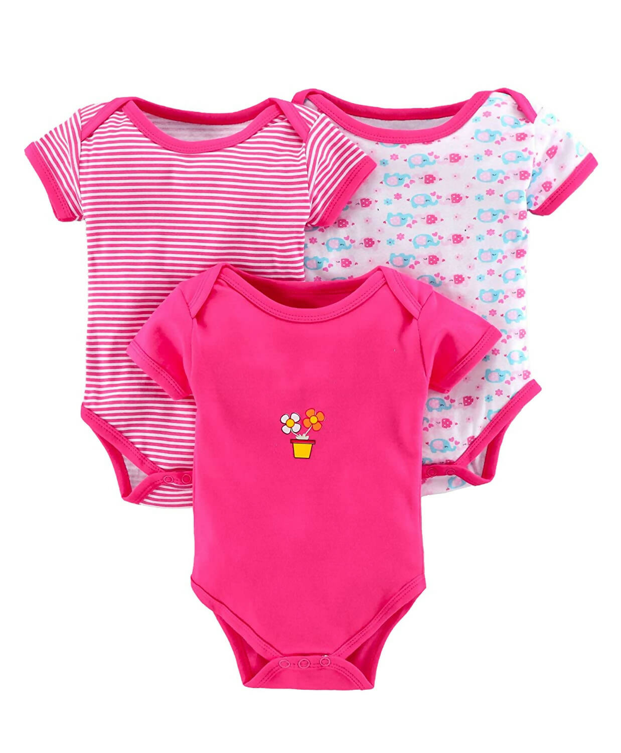 EIO New Born Baby Rompers Body Suits Jump Suit For Boys And Girls - Dark Pink | Grocsy
