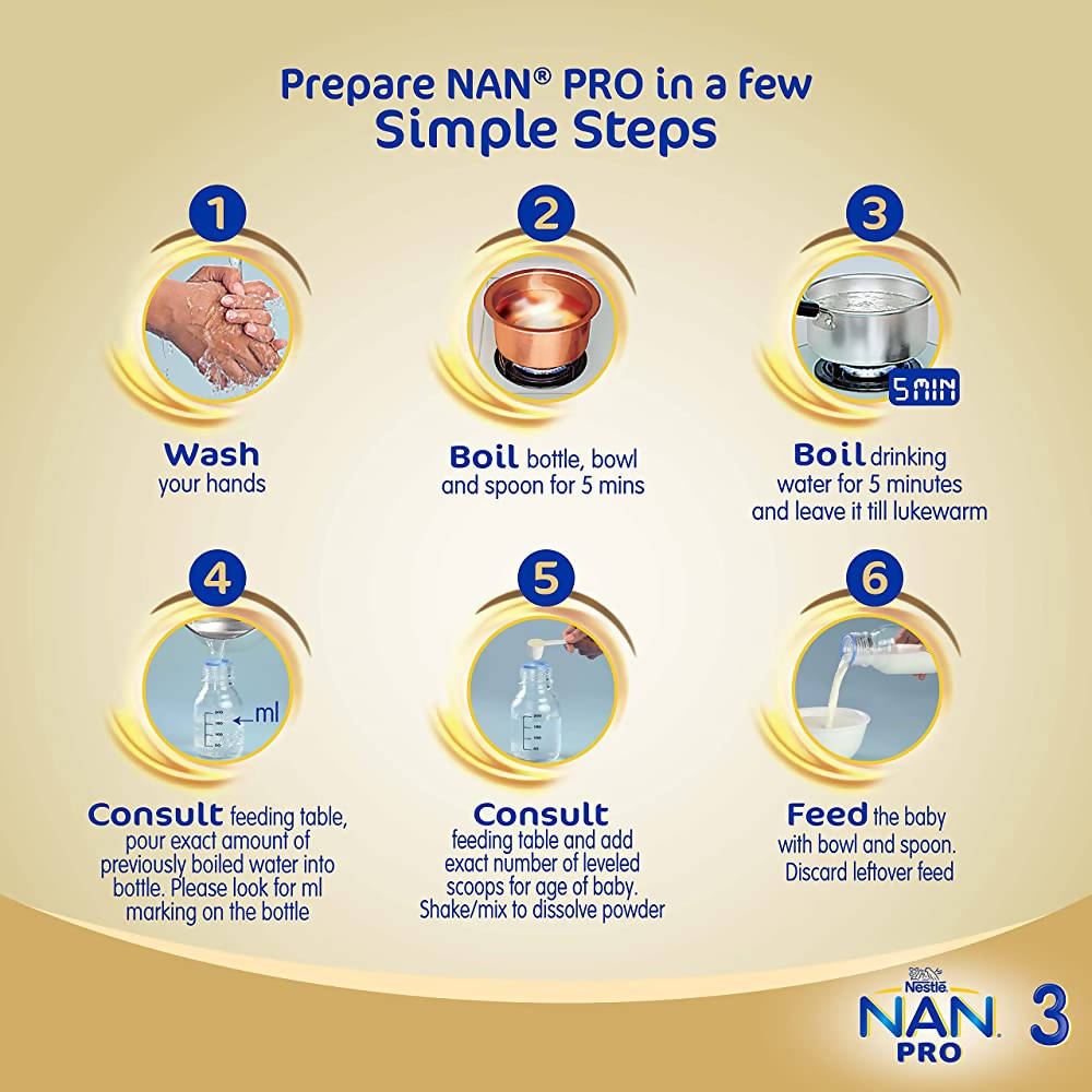 Nestle Nan Pro 3 Follow-Up Formula Powder After 12 Upto 18 Months Infants Stage 3 | Grocsy