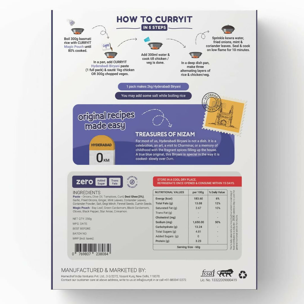 CURRYiT Instant Hyderabadi Biryani Premium Cooking Paste