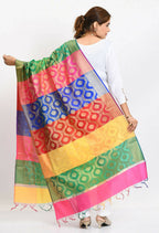 Mominos Fashion Moeza Banarsi Silk Floral Woven Design Multi Dupatta For Women | Grocsy