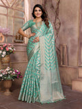 Aastha Fashion Sea Green Soft Organza Silk Weaving Saree | Grocsy
