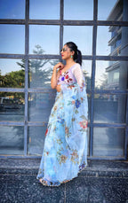 Vamsee Saras Sky Organza Saree | Grocsy