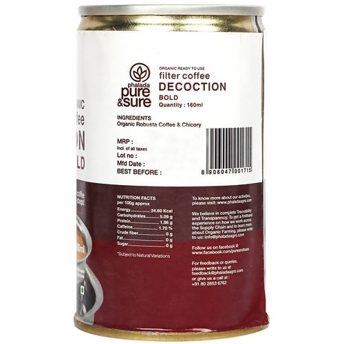 Pure & Sure Organic Filter Coffee Decoction - Bold | Grocsy
