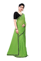Vamika Green Malai Silk Printed Saree (Zigzag Green) | Grocsy