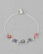 VOJ Set of 2 Silver Plated Designer Multi Color Anklet | Grocsy