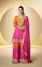 Anaita Pink Chinon Silk Readymade Suit with Sequence Work | Grocsy