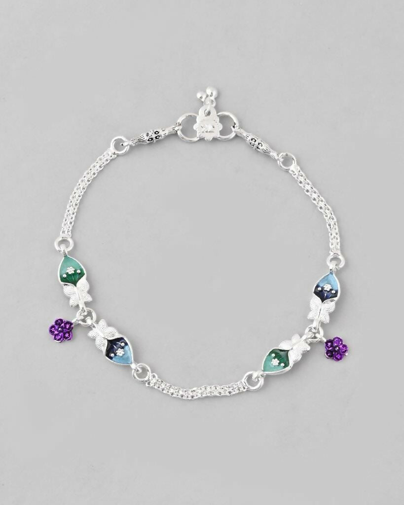 VOJ Set of 2 Mutli Color Meenakari Anklet | Grocsy
