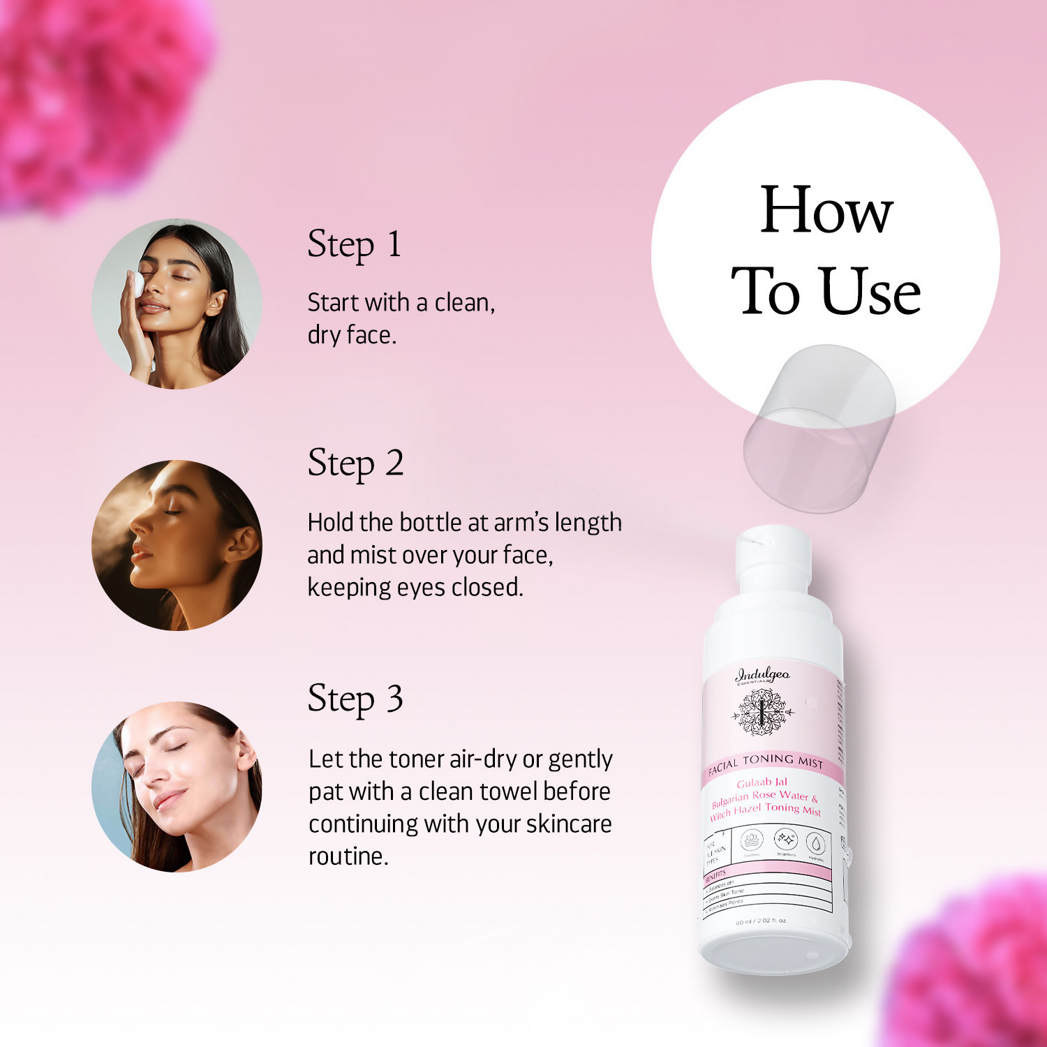 Indulgeo Essentials Gulaab Jal Facial Toning Mist | Grocsy