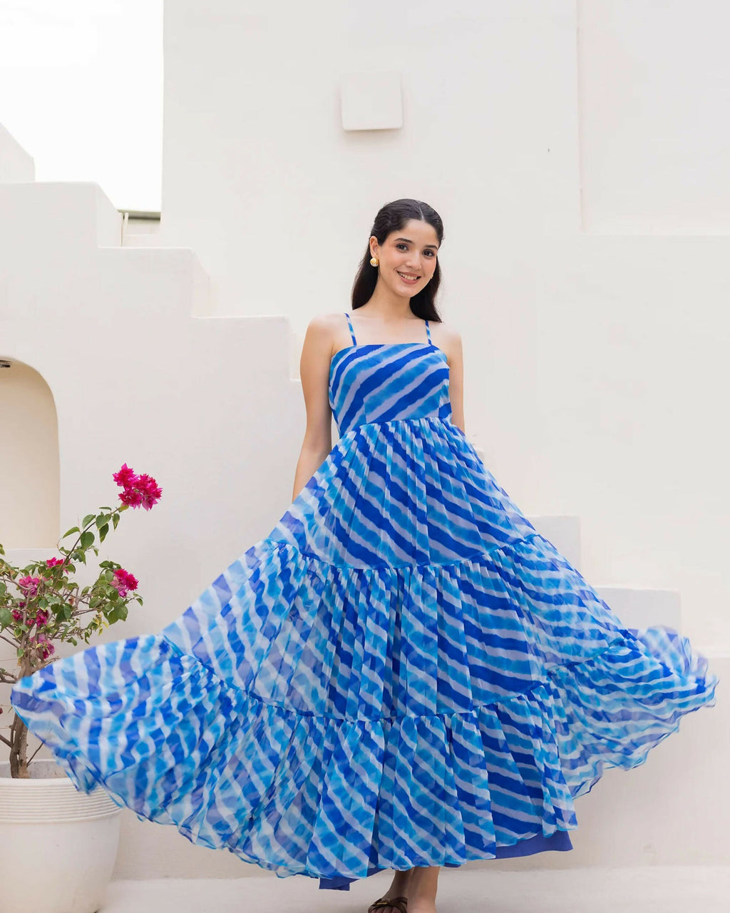 Aayaa Designer crape hand work Multi indo western - Blue | Grocsy