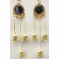 MS Fashion India Gold-Polished Oxidized Mirror Long Hanging Jhumkas Earrings | Grocsy
