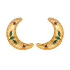 Nuyug 22K Gold Plated Green Lunar Earrings | Grocsy