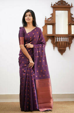 DEIANA'S Beautiful Designer Golden zari Soft Lichi Silk Saree - Wine | Grocsy
