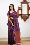 DEIANA'S Beautiful Designer Golden zari Soft Lichi Silk Saree - Wine | Grocsy