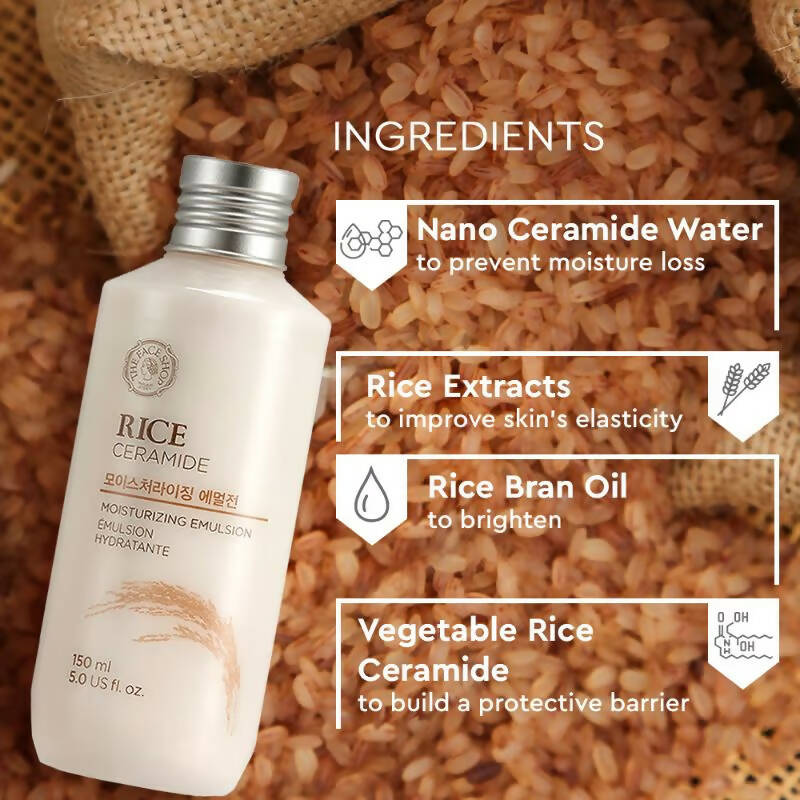 The Face Shop Rice & Ceramide Moisturizing Emulsion - Korean Skincare | Grocsy