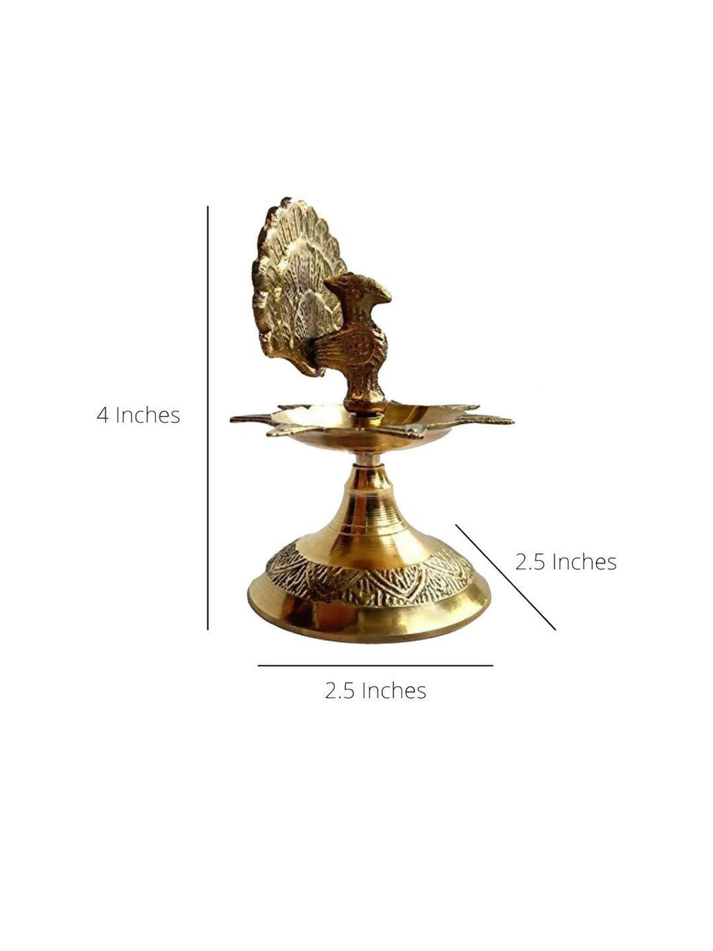 CraftVatika Gold Toned Brass Peacock Design Diya | Grocsy