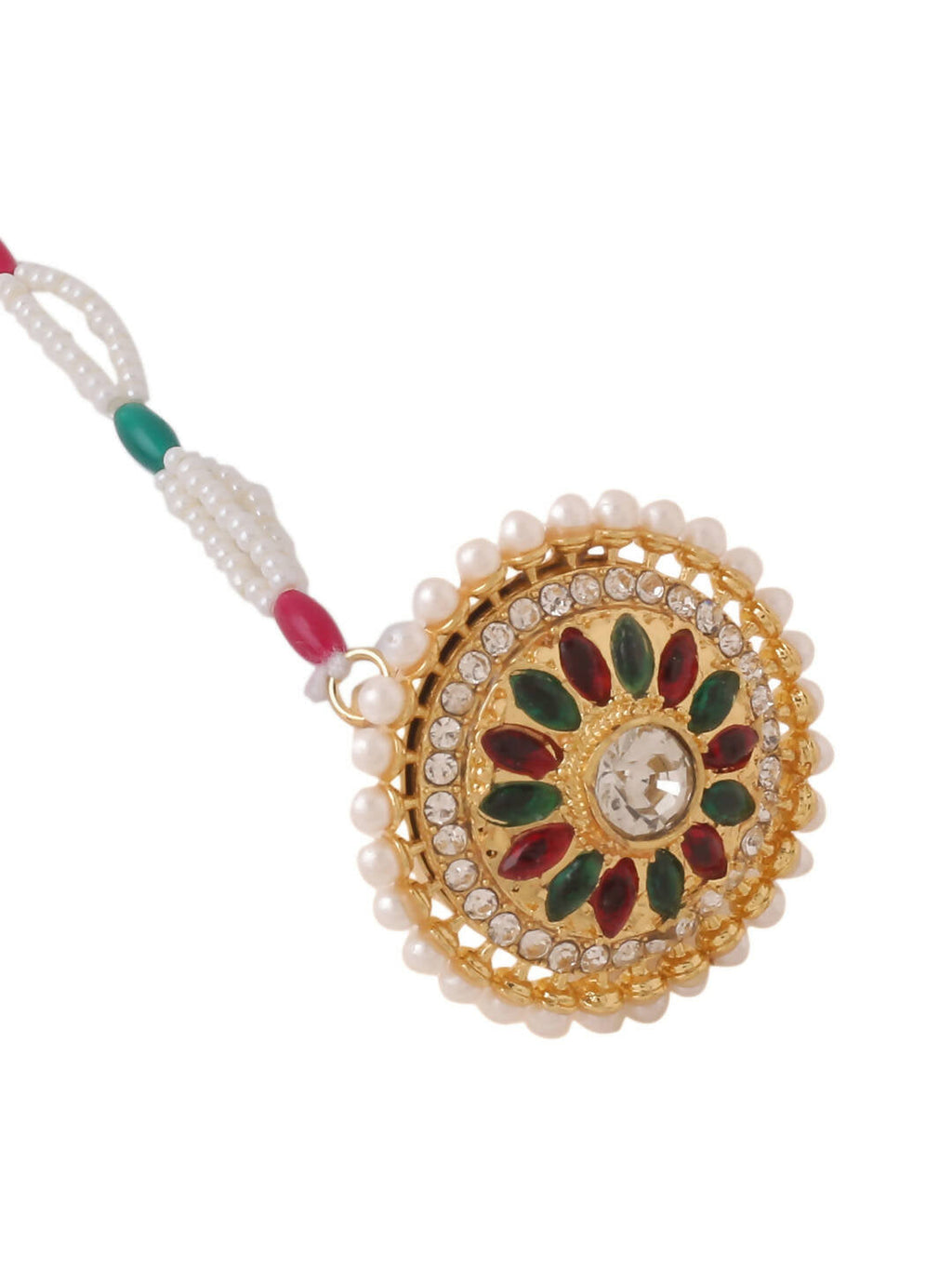 NVR Women's Trending Stylish Gold-Polished Maang Tikka | Grocsy