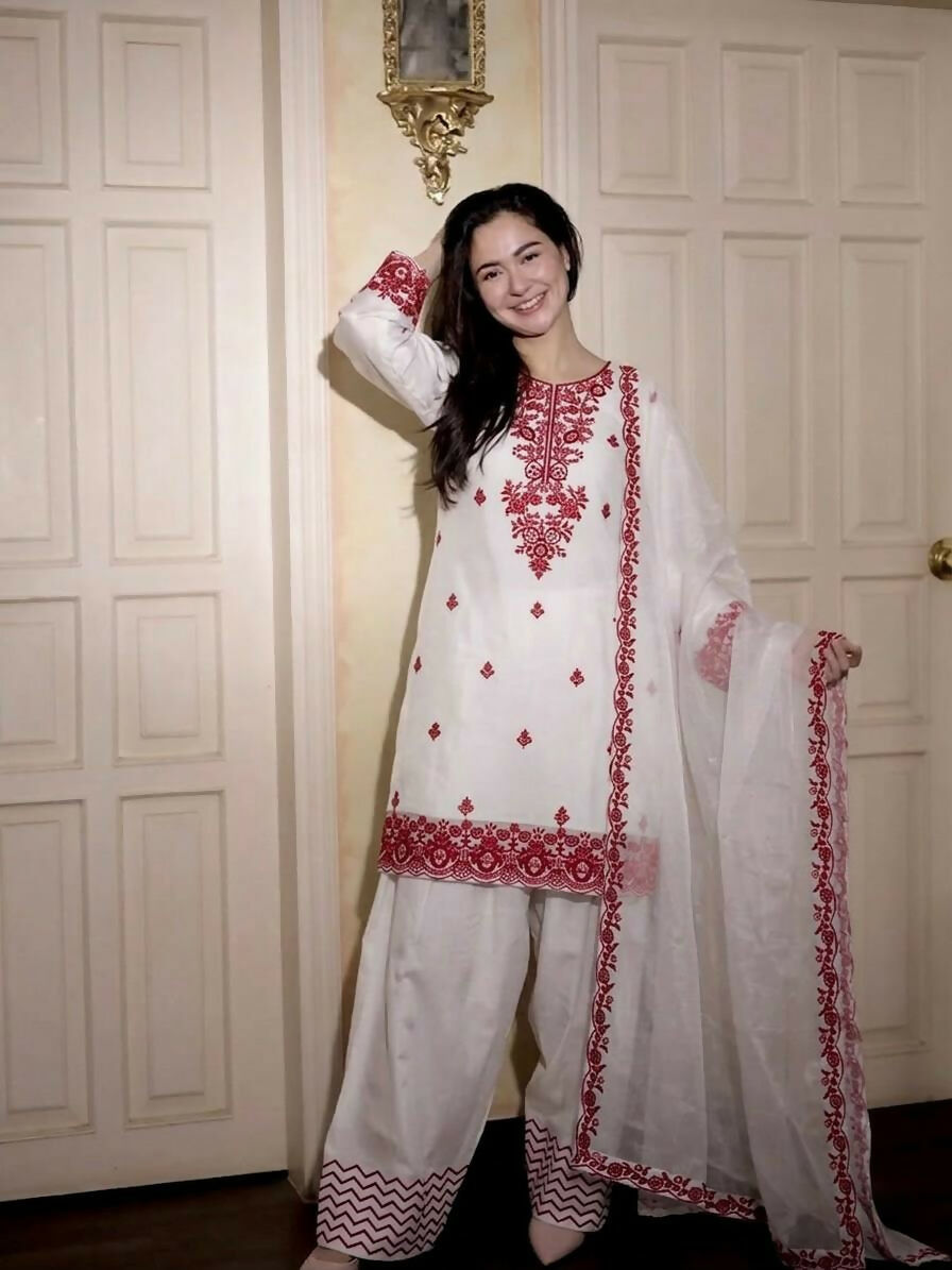 Teeya Creation Womens Trendy Stylish Embroidery Thread Work Red Kurta Set | Grocsy