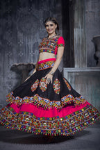 AI Fashion Black-Pink Art Silk Designer Navratri Lehenga Choli Collection | Grocsy