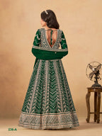 Anaita Green Faux Georgette Stitched Anarkali Suit with Heavy Embroidery Work | Grocsy