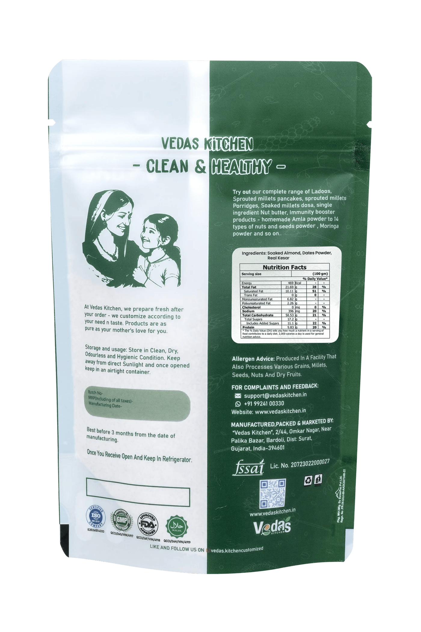 Vedas Kitchen Kesari Badam Milk Mix | Grocsy