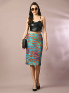 Myshka Women's Multi Printed Knee Length Party Embellished Skirts | Grocsy