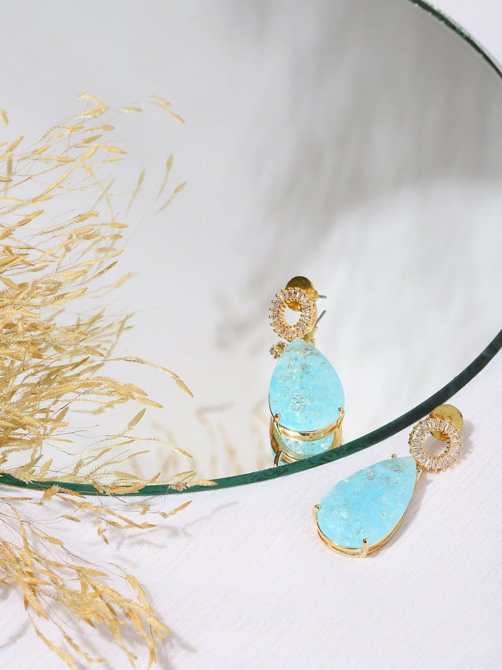 Blue Druzy Quartz Earrings- Ruby Raang | Grocsy