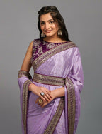 PR Fashion Onion Chinon Embroidery Lace Saree | Grocsy