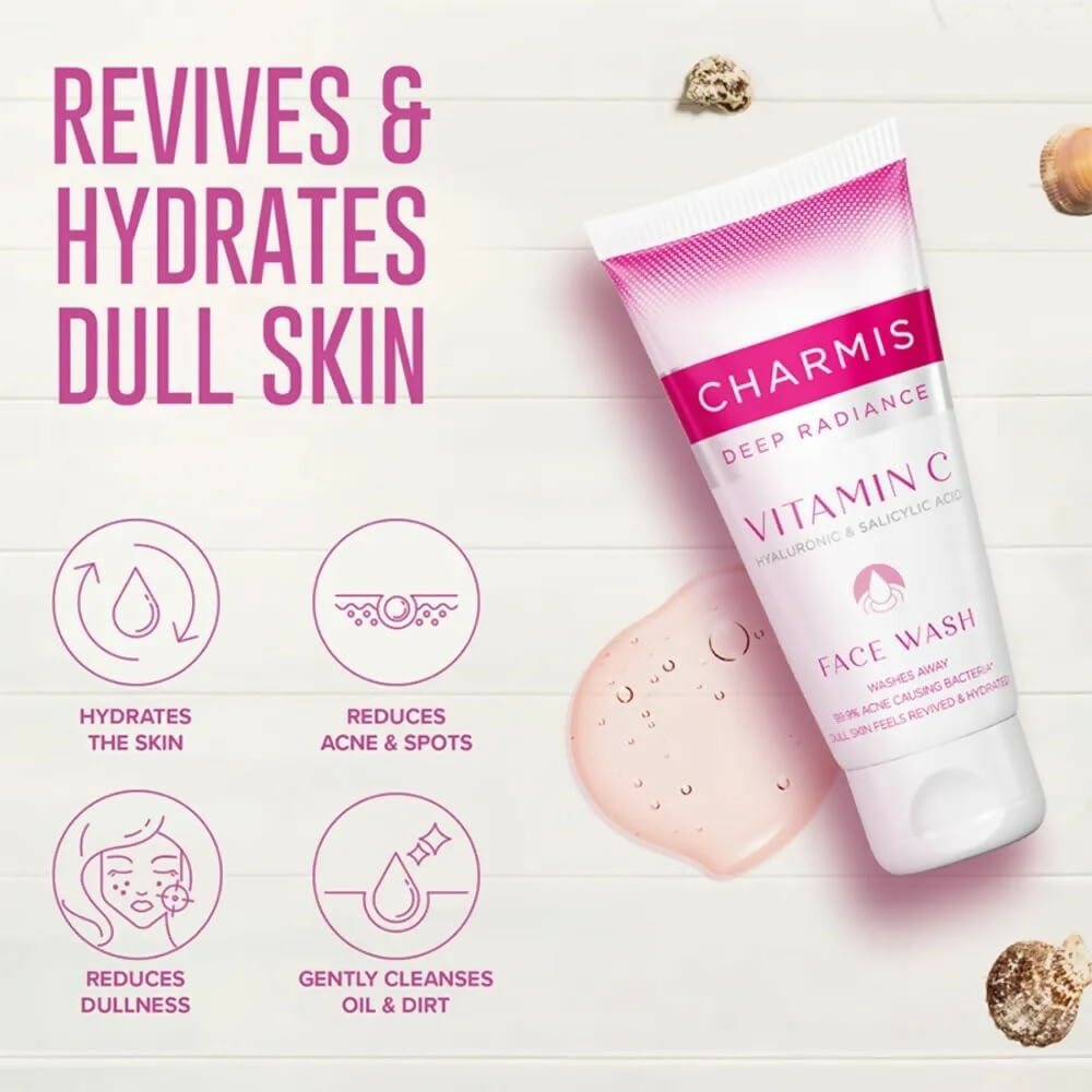 Charmis Deep Radiance Vitamin C Face Wash with Hyaluronic Acid & Salicylic Acid | Grocsy