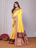 Yellow Silk Georgette Cord And Sequins Embroidery Laser Cut Applique Work Saree - Norita Saumya | Grocsy