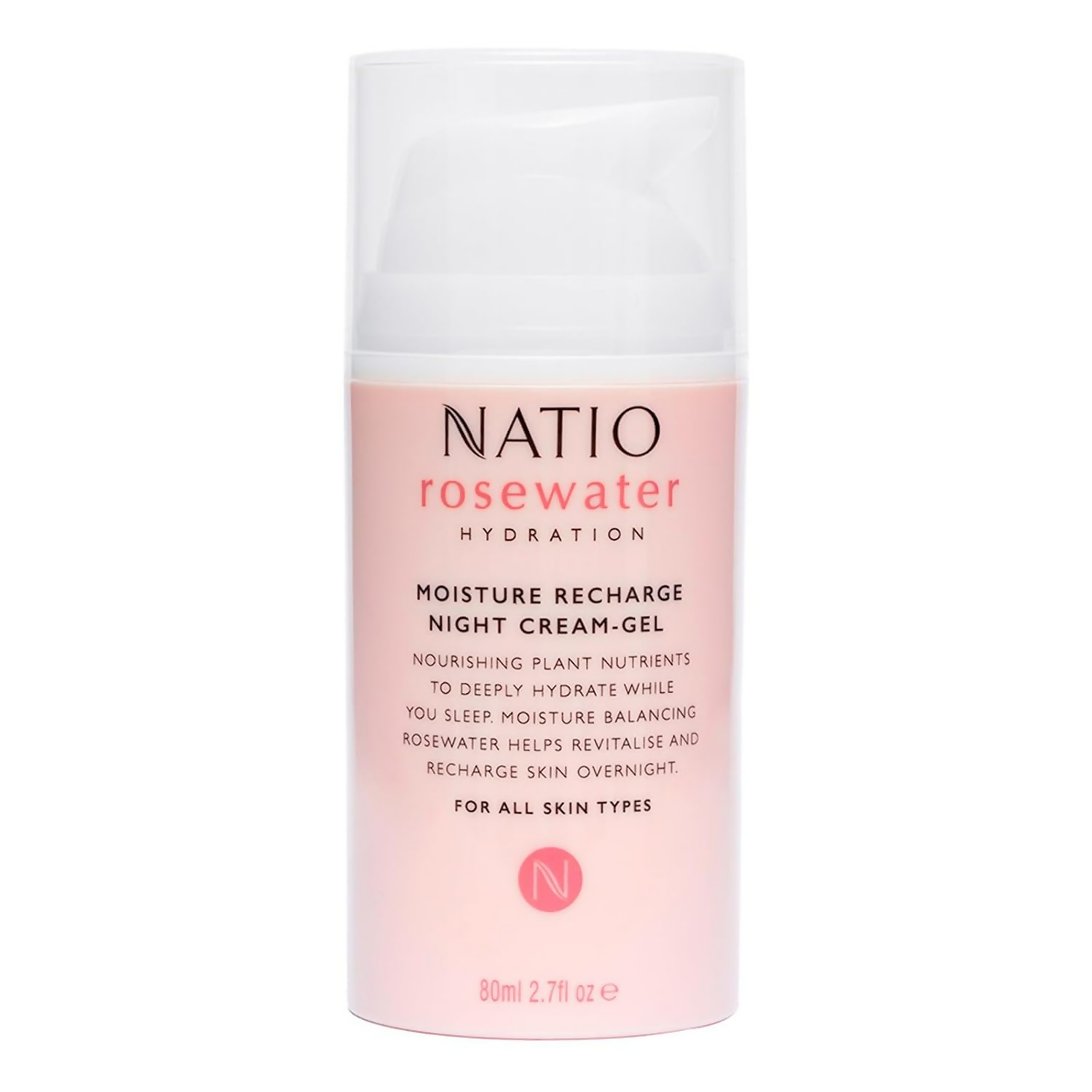 Natio Rosewater Moisture Recharge Night Cream Gel | Grocsy