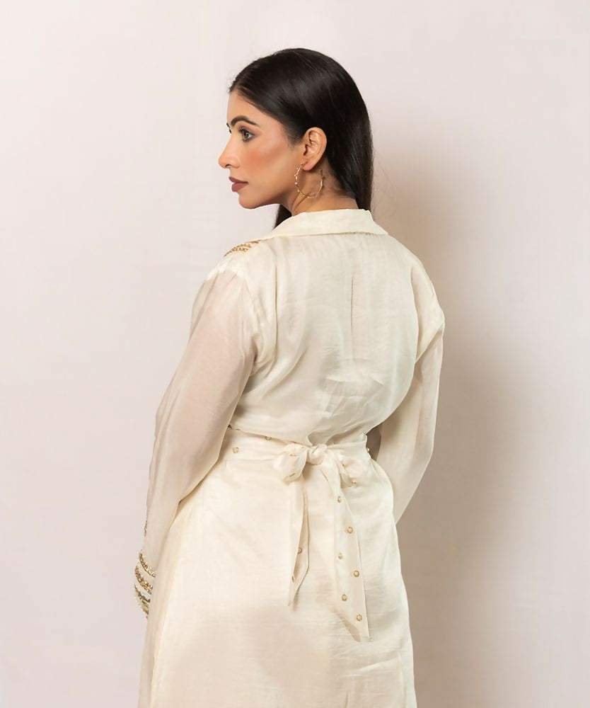 Timaraa Ivory Lumina Silk Co-Ord Set | Grocsy
