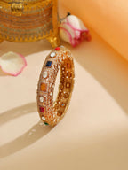 Ruby Raang 22k Gold Polished Multi Kundan Bracelet | Grocsy