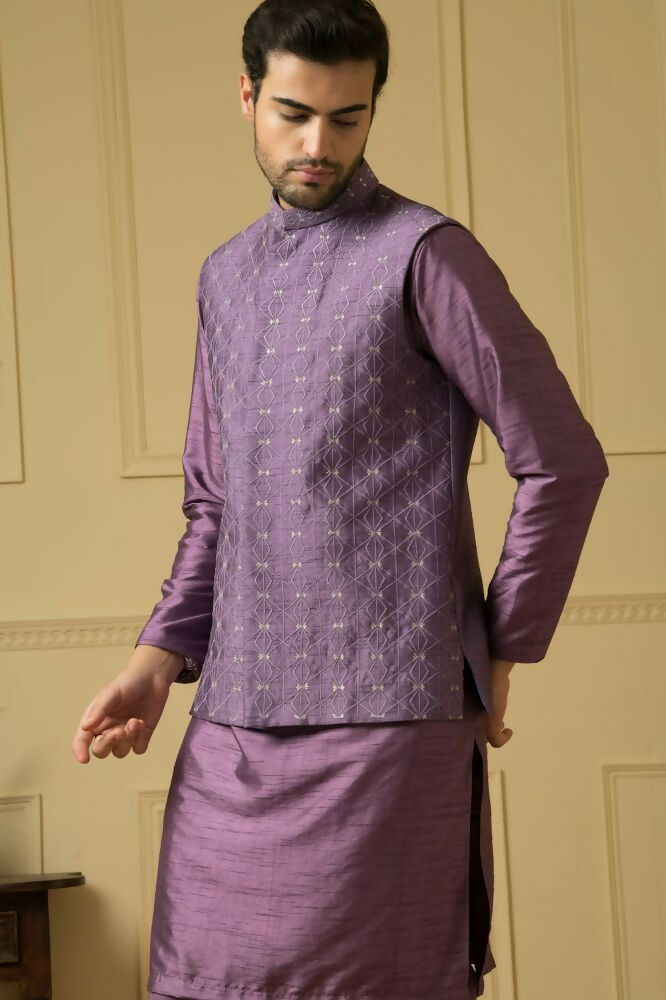 Purplebee Nehru Jacket Set by Hilo Design | Grocsy