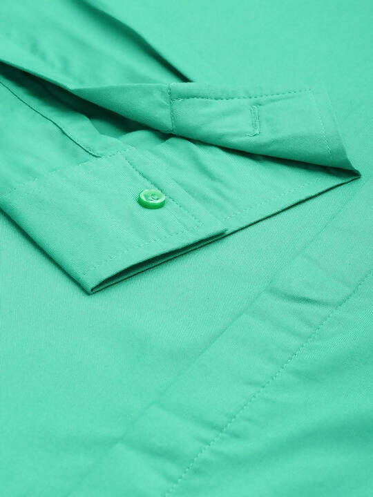 Sea Green Men Viscose rayon Solid Straight Shirt - Mahotsav | Grocsy