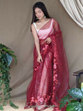 Vamsee Murari Red Super Net Saree | Grocsy