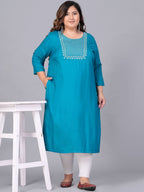 Sztori Women Yoke Design Flared Sleeves Thread Work Kurta | Grocsy